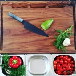 Cuttworxs Notenhouten Snijplank XL Met Sap Geul En Geïntegreerde Opvangbak -Optimaal Barbecuegrill Winkel cuttworxs notenhouten snijplank xl met sap geul en 3