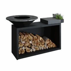 Ofyr Island Black 85 -100 Teak Hout En Donker Grijs Keramiek -Optimaal Barbecuegrill Winkel ofyr island black 85 100 teak hout en donker grijs 2