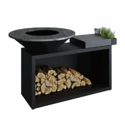 Ofyr Island Black 85 -100 Teak Hout En Donker Grijs Keramiek -Optimaal Barbecuegrill Winkel ofyr island black 85 100 teak hout en donker grijs 3