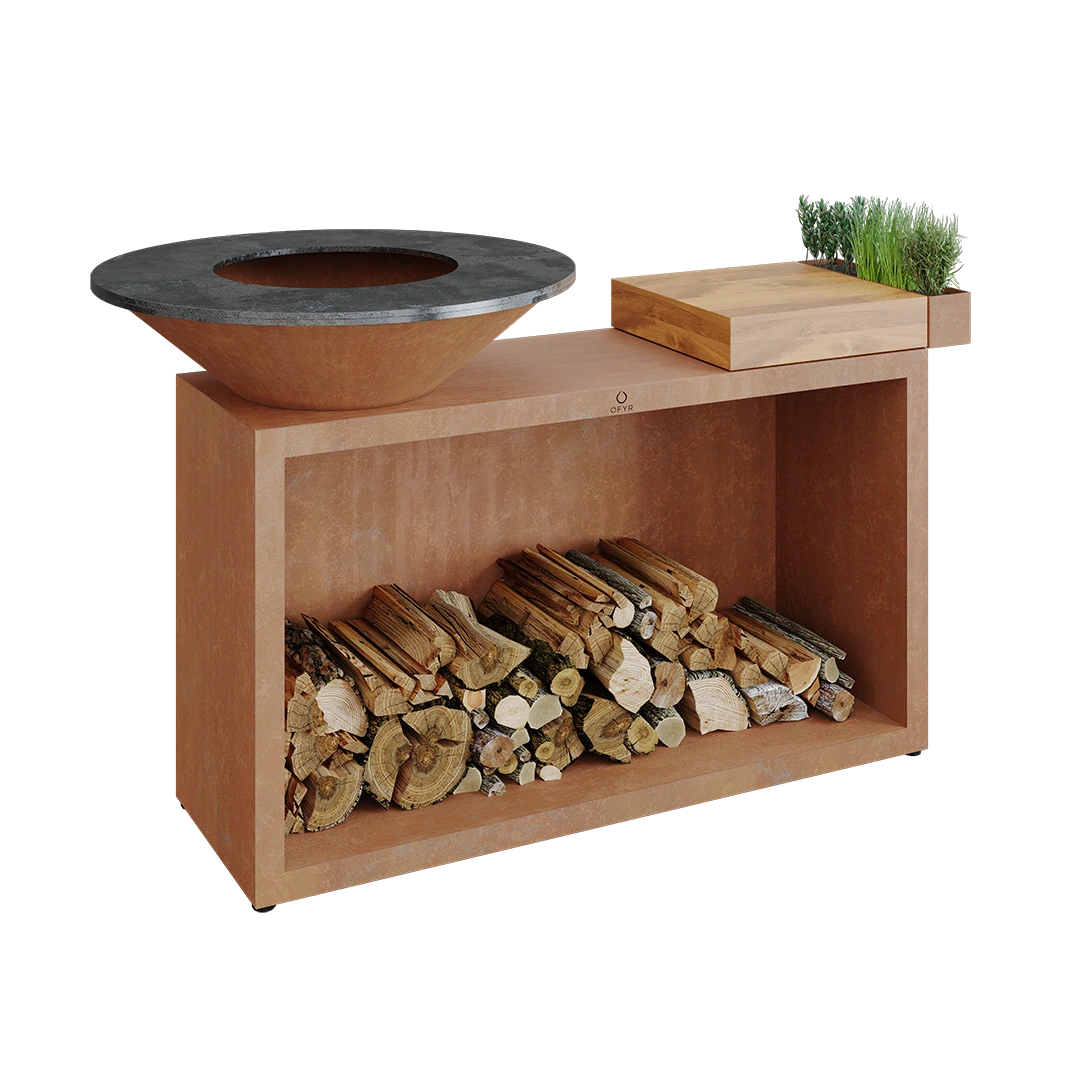 Ofyr Island Corten 85-100 Teakhout En Donker Grijs Keamiek